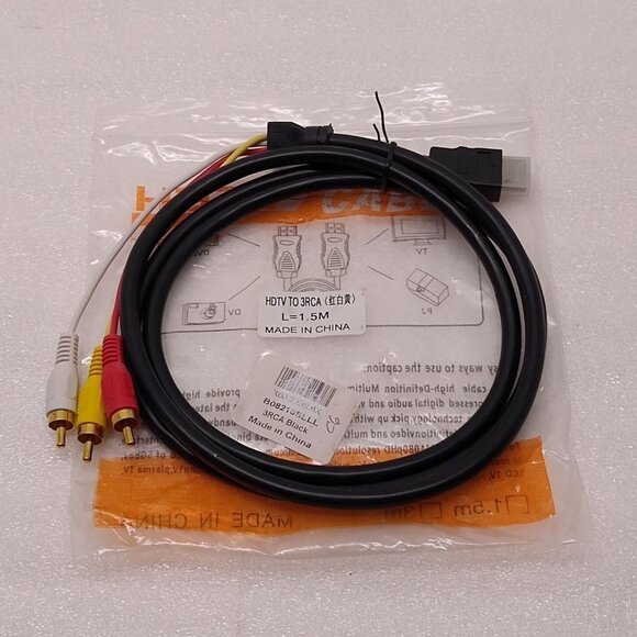 HDMI to 3-RCA Cable 1080P Video Audio AV Cable Adapter Transmitter TV HDTV DVD - Picture 1 of 4